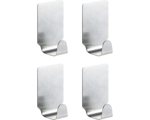 Cuier Baie, 1 Agatatoare, Montaj Prin Lipire, Inox Mat, Set 4 Buc