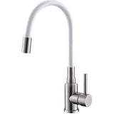 Baterie bucatarie Alveus Flexa, pipa flexibila, cartus ceramic, Alb Satin