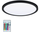 Panou Cu Led Integrat Auria 15w 1400 Lumeni Ø29, 3 Cm, Lumina Rgbw, Montaj Aplicat, Negru, Cu Telecomanda