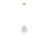 Lampa suspendata Ugo aur alb otel/sticla 1 bec minge minimalist de interior