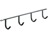 Cuier De Perete Cu 4 Carlige Hettich Budget 275x52x35 Mm, Otel Vopsit Negru