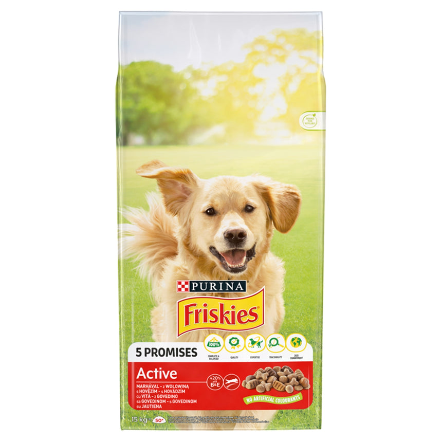 Hrana uscata pentru caini Friskies Active, Vita, 15 Kg