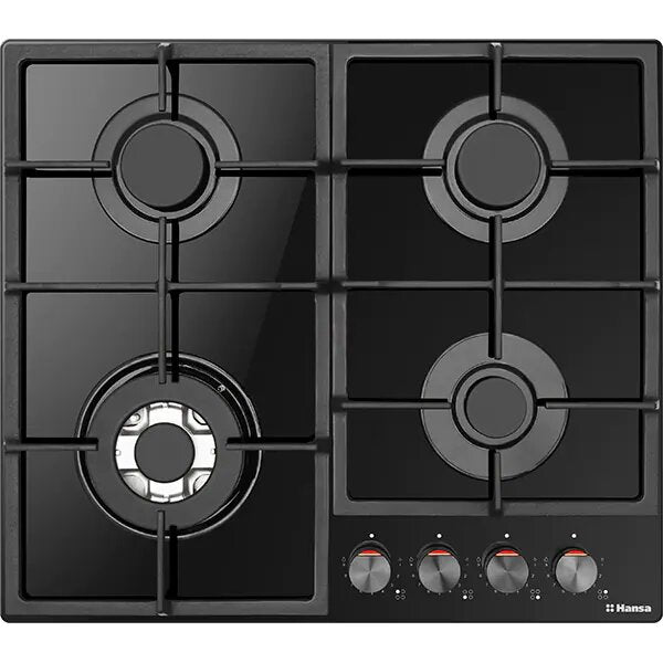 Plita incorporabila Hansa BHKS631540, Gaz, 4 Arzatoare, Negru