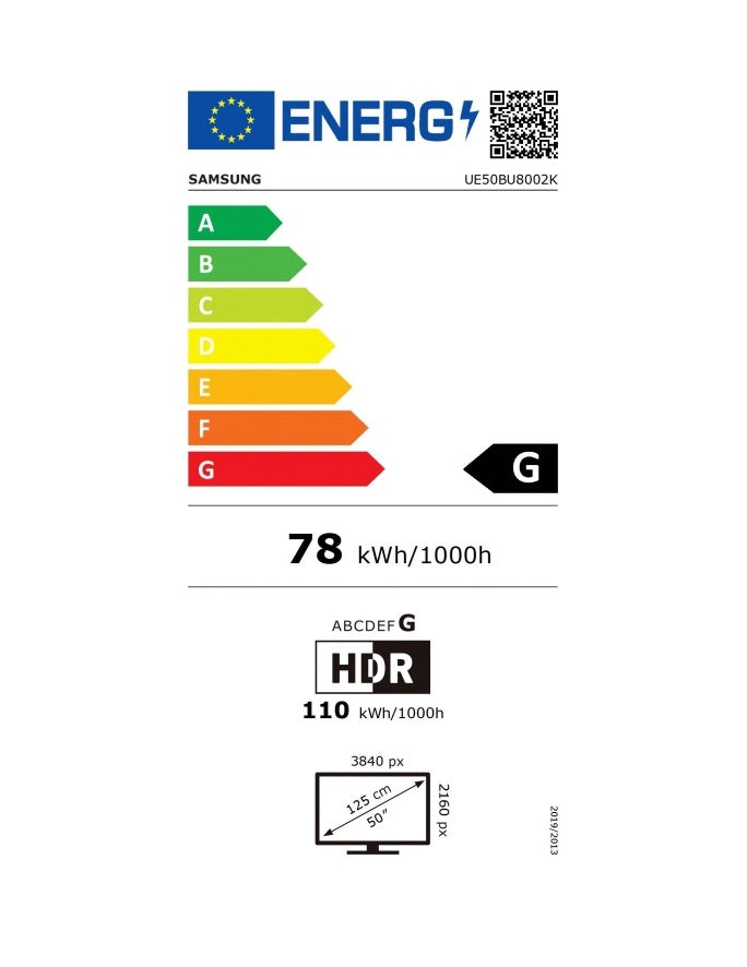 Televizor LED Smart SAMSUNG 50BU8002, Ultra HD 4K, HDR, 125 cm, Clasa G, Negru