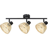 Lustra Rabalux Rattan 3135, 3xE14, 3xMax 40W, IP20, 52cm, ratan natural, Metal, Negru mat