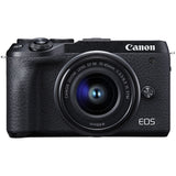 Aparat foto Mirrorless Canon EOS M6 II, 32.5 MP, 4K, Negru + Obiectiv 15-45mm