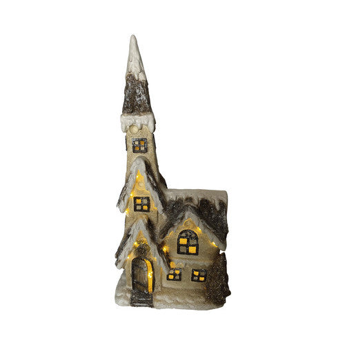 Decoratiune Craciun, model biserica, LED, 31x18x65 cm