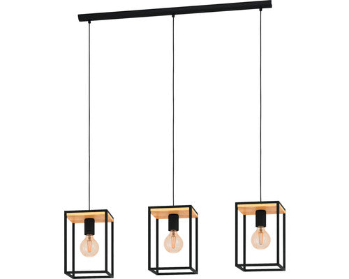 Lustra Libertad E27 Max. 3x40w, Negru/lemn