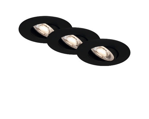 Spot Led Incastrat Nava 5w 460 Lumeni, 3000k, Ø90 Mm, Negru, Pachet 3 Bucati