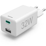 Incarcator retea Hama, PD/Qualcomm® 32W, 1xUSB-C, 1xUSB-A, Mini, Alb