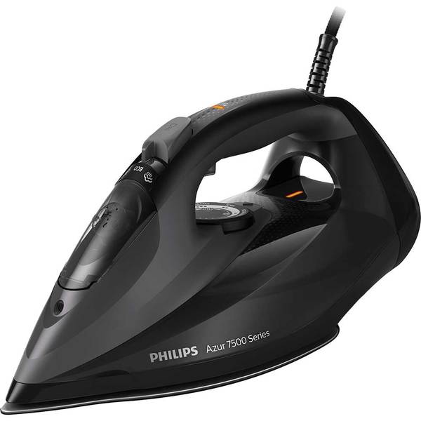 Fier de calcat Philips Azur DST7511/80, 3200W, debit de abur de 55g/min si jet de abur de 260 g, talpa SteamGlide Elite, rezervor de 300ml si sistem de curatare automata cu rezervor integrat pentru calcar, oprire automata de siguranta, negru