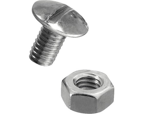 Suruburi Metrice Cu Cap Bombat Si Piulita Schulte Vario 6x10 Mm Otel Zincat, Pachet 50 Bucati
