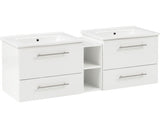 Set Runa, Include Baza Lavoar Suspendat si Lavoar Dublu, 151 cm, Alb
