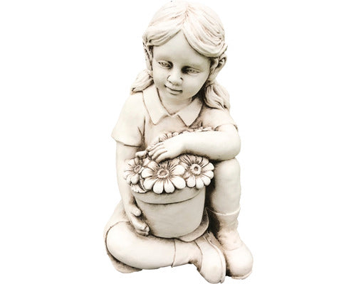 Statuie Fetita Cos Cu Flori 24x26x43, 5 Cm