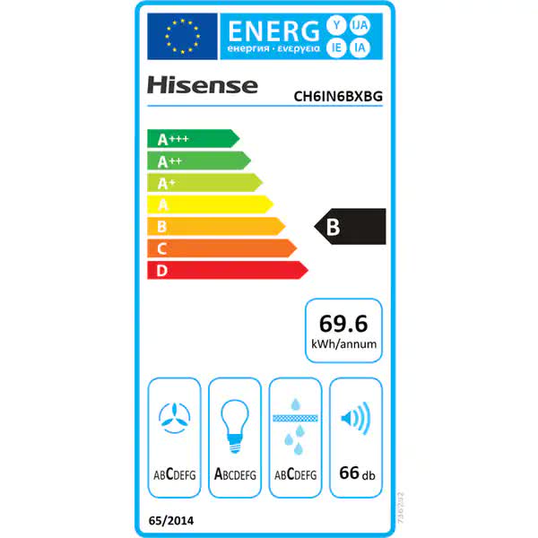 Hota Decorativa HISENSE CH6IN6BXBG, 1 Motor, 650 m3/h, L 60 cm, Negru