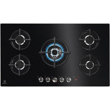 Plita incorporabila Electrolux KGG95375K, Gaz, 5 arzatoare, Arzator Wok, Conectivitate hota, Timer, Aprindere electrica, Gratare de fonta, 90 cm, Negru