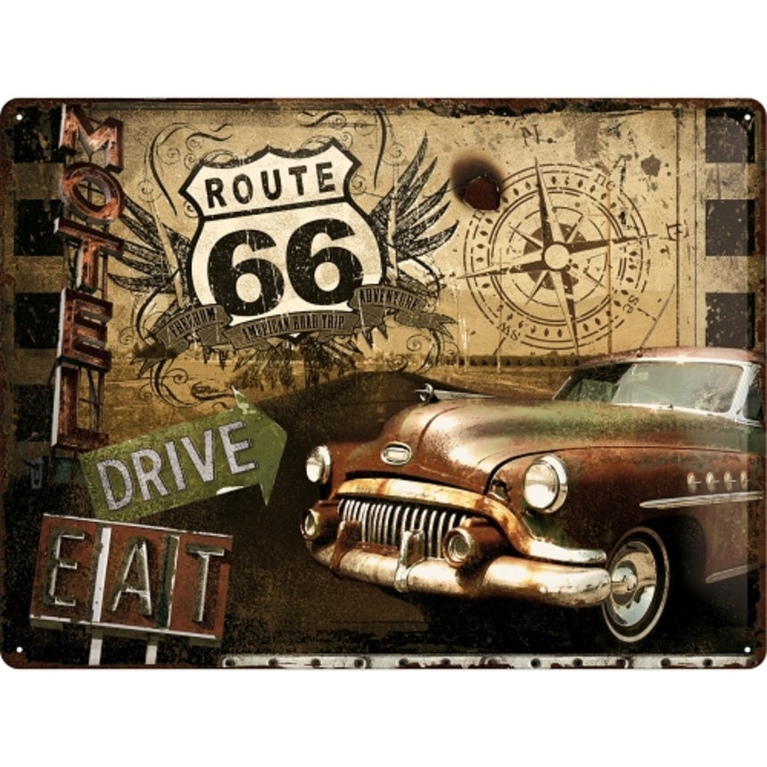 Tablou metalic - Route 66 Road Trip - 30x40 cm