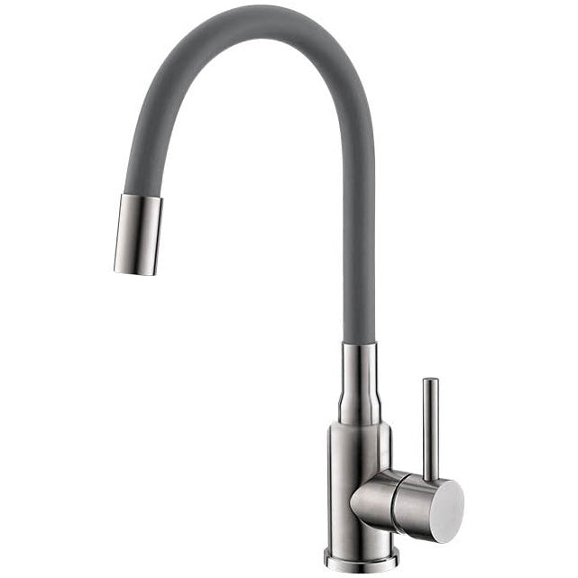 Baterie bucatarie Alveus Flexa, pipa flexibila, cartus ceramic, Gri Satin