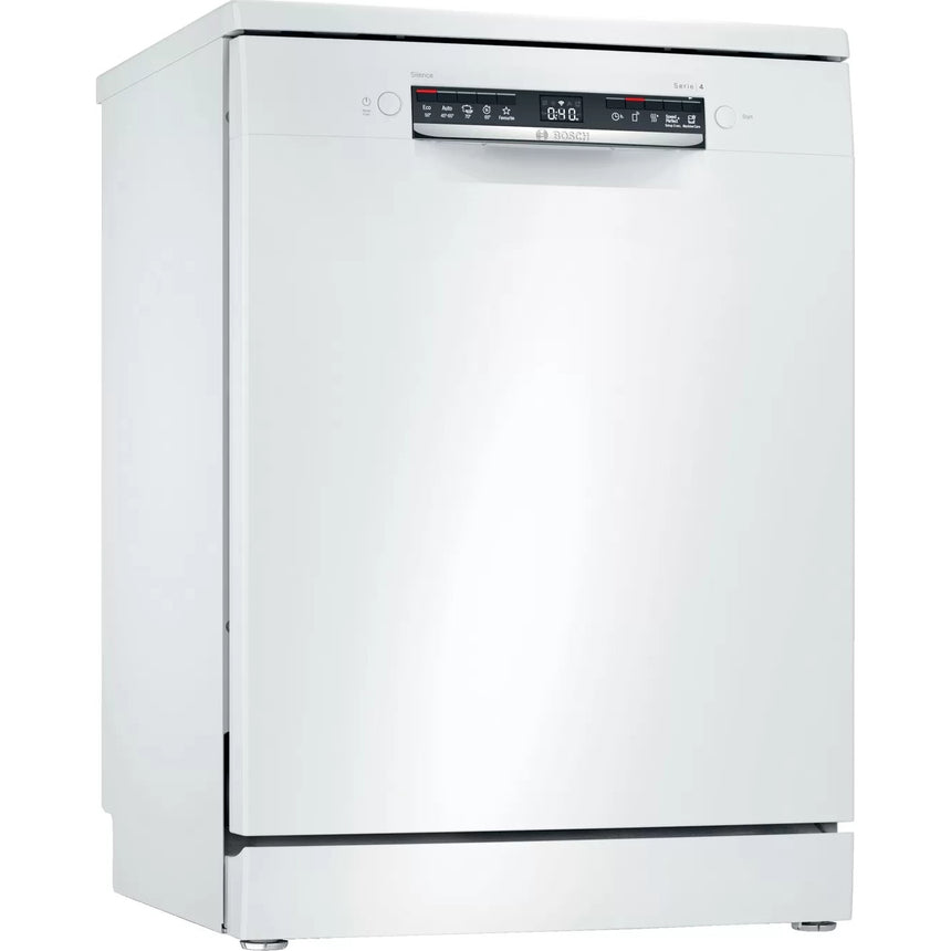 Masina de spalat vase Bosch SMS4HTW17E, 12 seturi, 5 programe, Clasa D, ExtraDry, Sistem Rackmatic, Cos VarioFlex, Home Connect, 60 cm, Alb