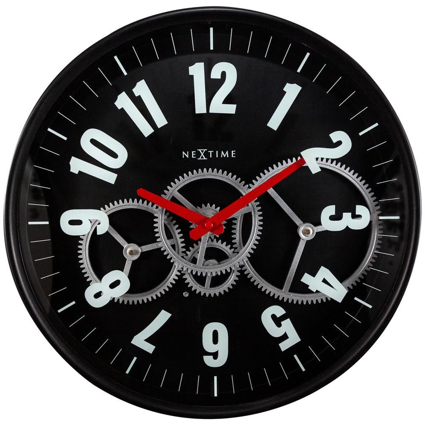 Ceas de perete NeXtime Modern Gear 36cm, negru