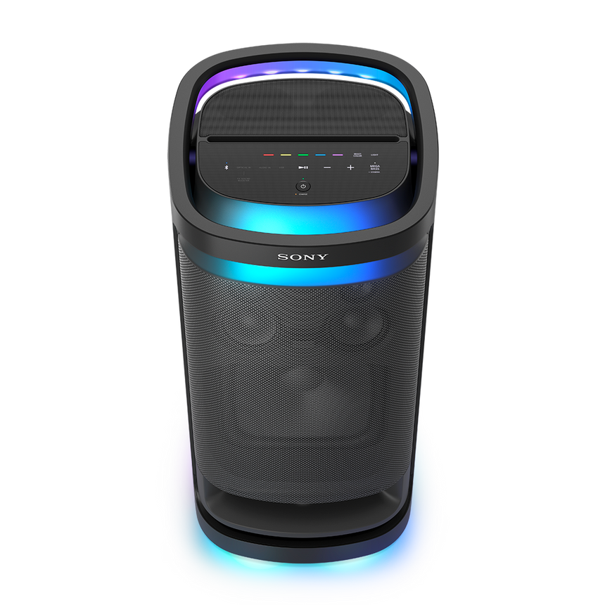 Sistem audio portabil SONY SRS-XV900, Wireless Party Speaker, MEGA BASS, Bluetooth 5.2, Sunet si lumini omnidirectionale, Karaoke, Panou control tactil, Autonomie de 25 ore, Negru