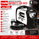 Invertor Sudură Telwin Infinity 150 ACX 130A, Profesional, Compact, Accesorii Incluse, Alb-Negru