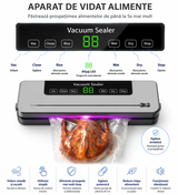 Aparat de Vidat Alimente Vacuum Sealer, 120 W, Functie Uscat/Umed, Cutter Integrat, Tehnologie UV, Argintiu